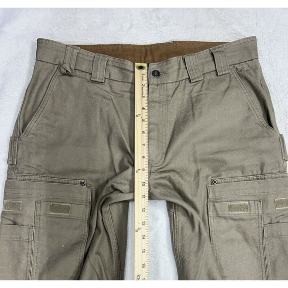Duluth Trading Tan Khaki Utility Canvas Carpenter Cargo Pants Men's Size 37x28 - Picture 5 of 8